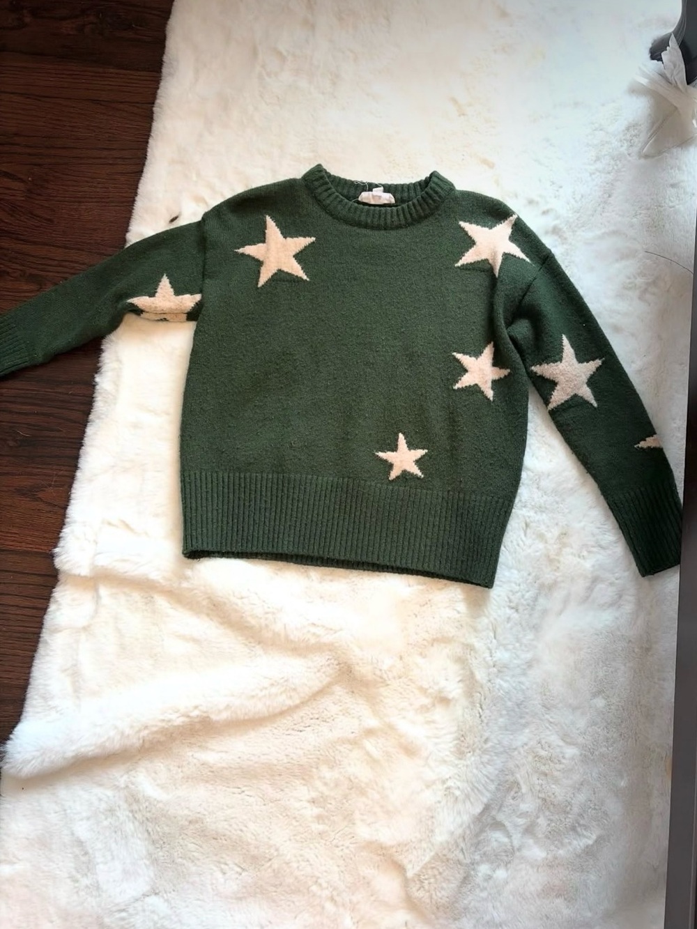 Women’s Green Star-Print Crewneck Sweater
